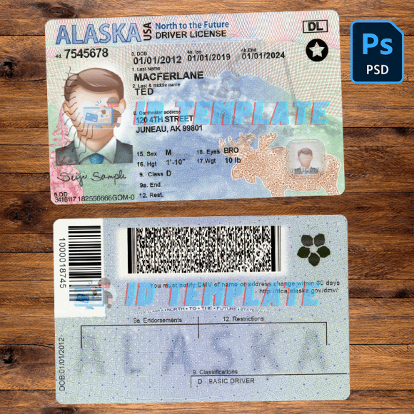 Alaska Driving license Template