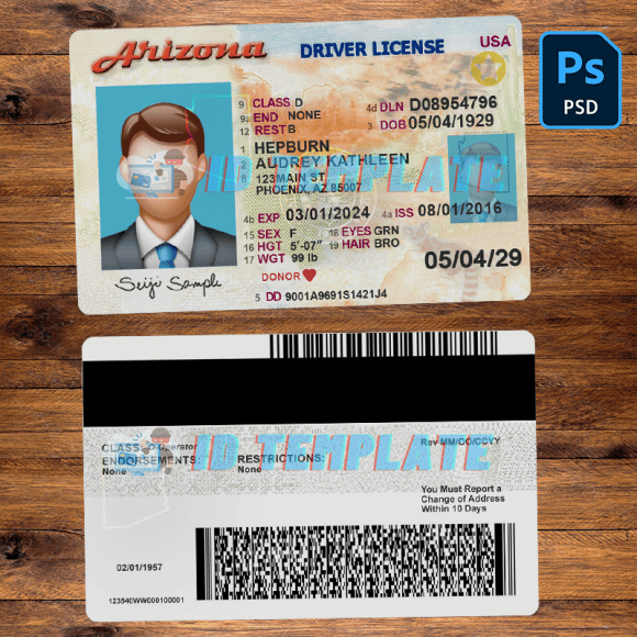 Arizona Driver License Template