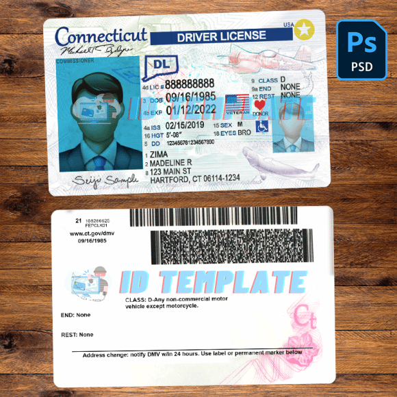 Connecticut Driving license PSD Template