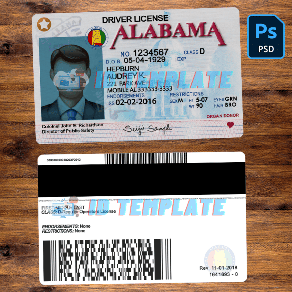 Alabama Driver License Template