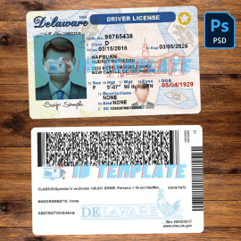 Delaware Driver license Template