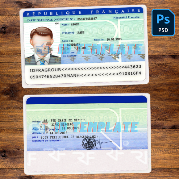 France ID Card Template