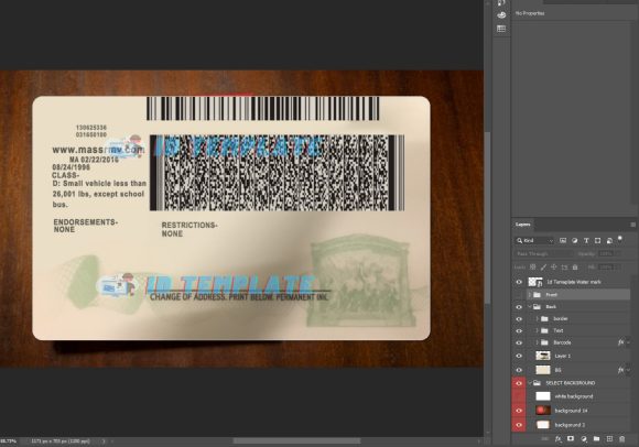 Massachusetts Driving License PSD Template