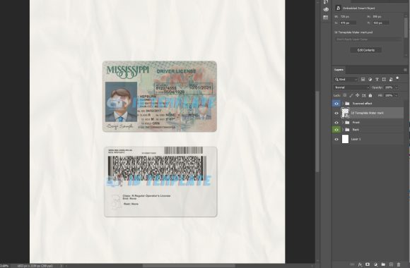 Mississippi Driving License PSD Template New