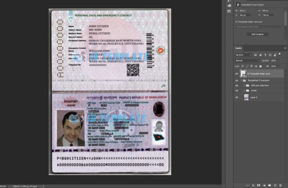 Bangladesh E-Passport PSD Template