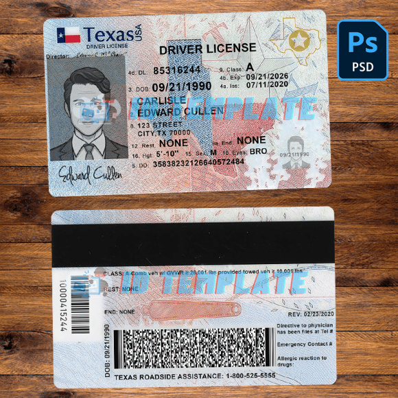 Texas Driving License Template