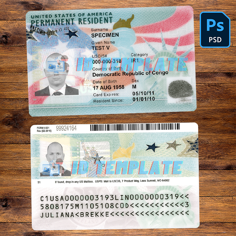 USA Green Card Template