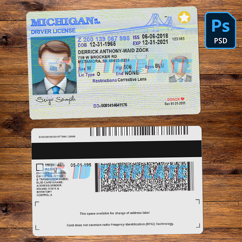 Michigan Driving license Template