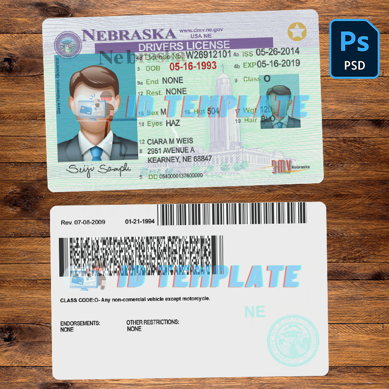 Nebraska Driving license Template