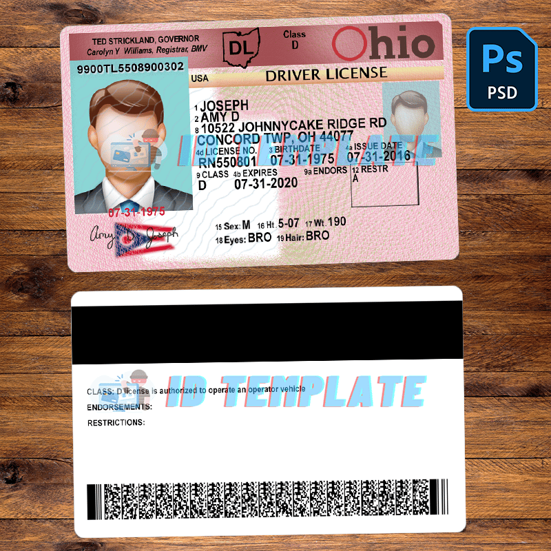 Ohio Driving license Template