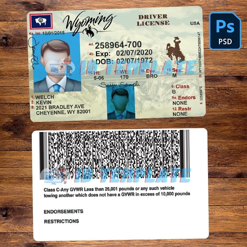 Wyoming Driving license Template