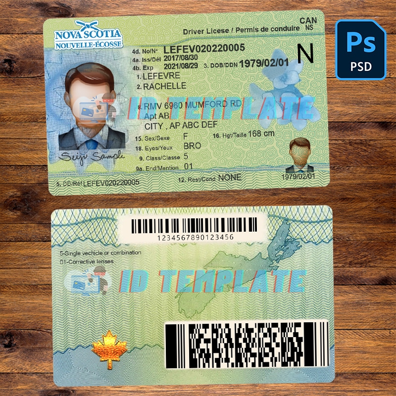 Canada Nova Scotia Driving license Template