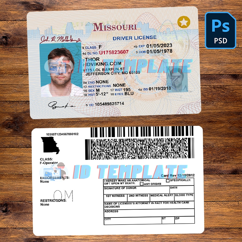 Missouri Driver License Template
