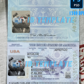 USA Passport Template New